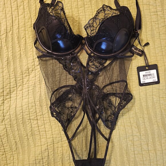 SOLD OUT Honey Birdette Allegra Bodysuit- Black- 30G- NWT - Picture 6 of 8